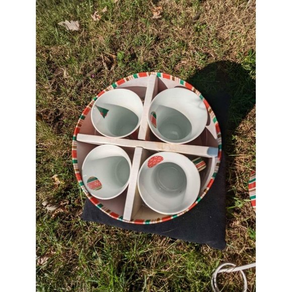 Vintage "Christmas" MAXWELL & WILLIAMS Designer Homewares Striped BOXED Set of F - Picture 7 of 8